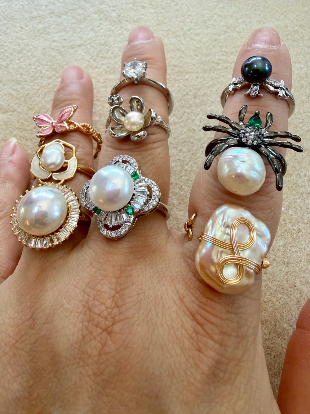 Fashion Pearl Rings - Multi-Color Pearl Rings - Picture 3 of 5